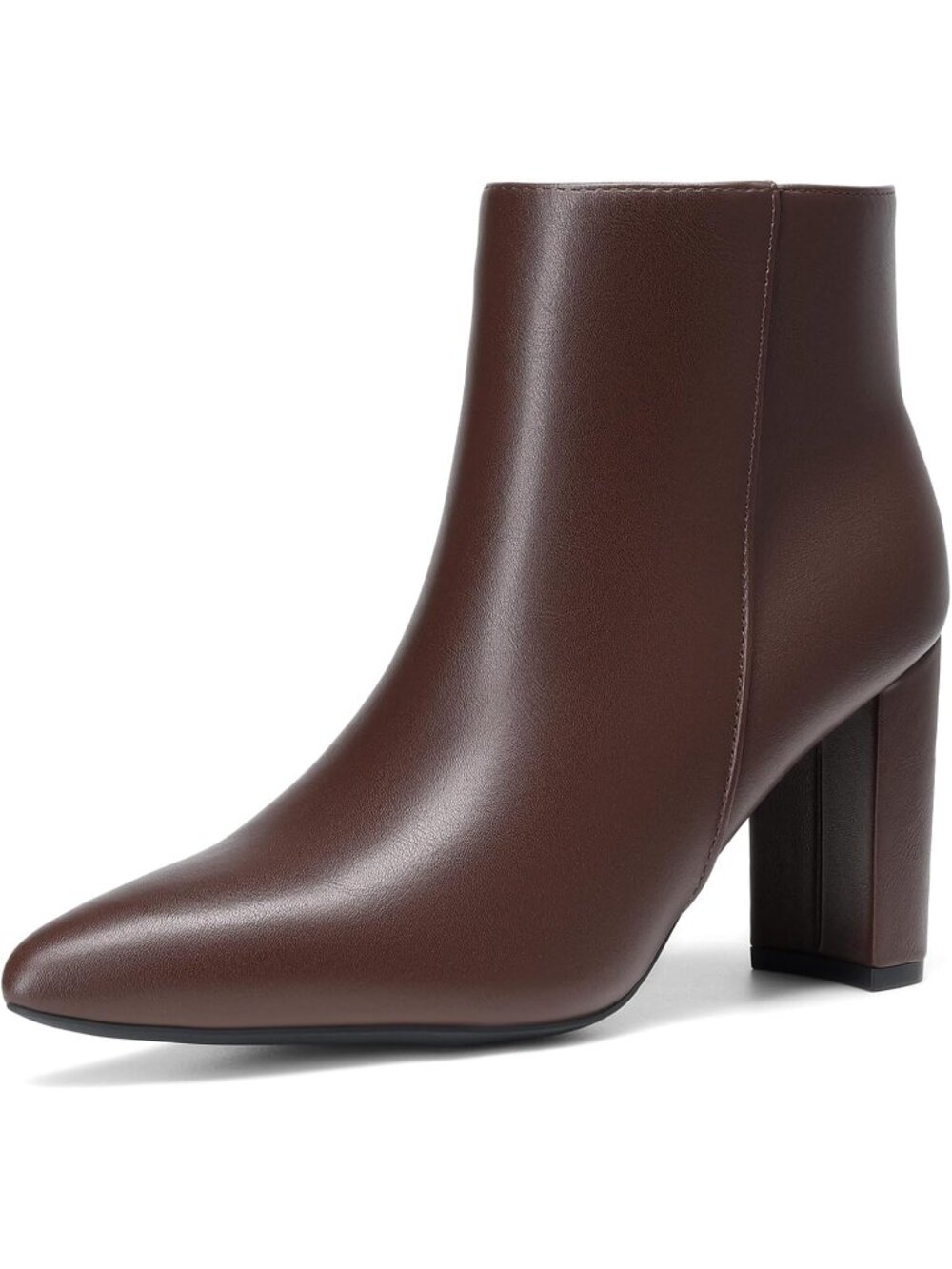 Women's Brown Fashion Comfortable Pointed Toe Chunky Heel Dress Ankle Booties